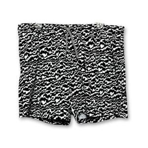 Open Edit Volley Swim Trunks Elastic Waistband Built-In Mesh Black/White XL NWT